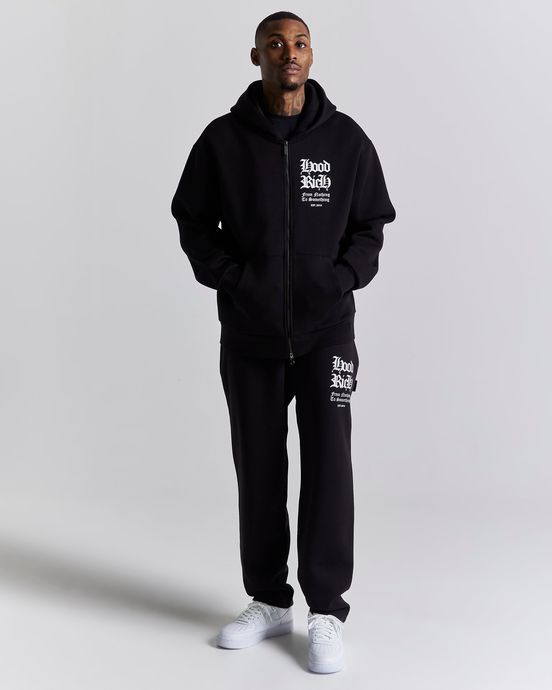 Asphalt Oversized Zip Hoodie - Black/White