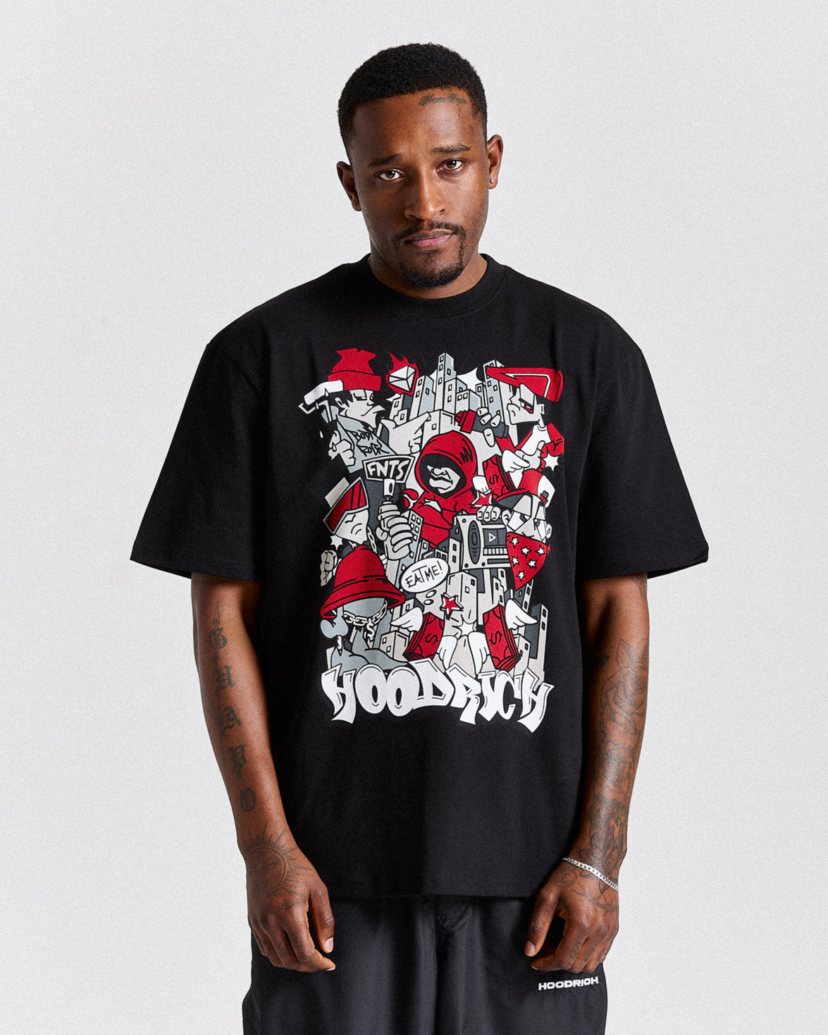 Mural Oversized T-Shirt - Black/Red