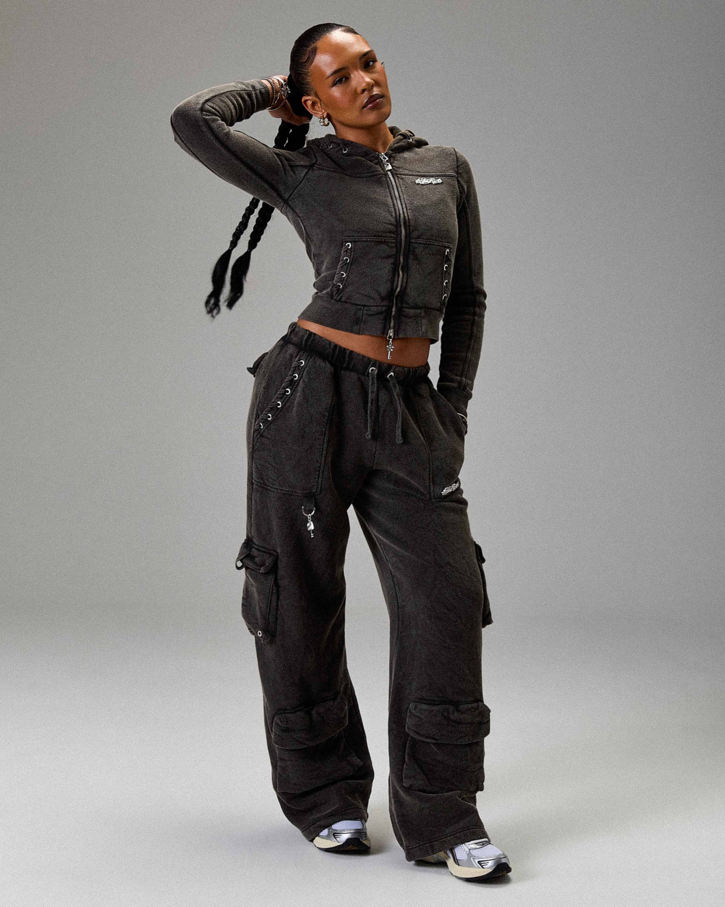 The Winner's Circle Token Slim Zip Hoodie - Washed Black