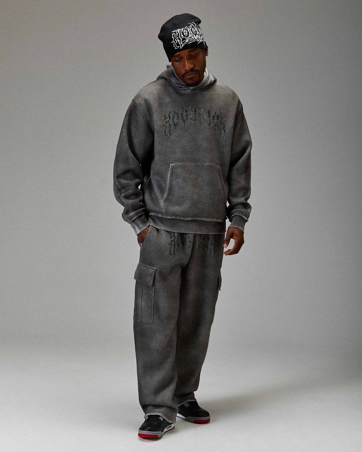 The Winner's Circle Hazy Oversized Open Hem Joggers - Grey