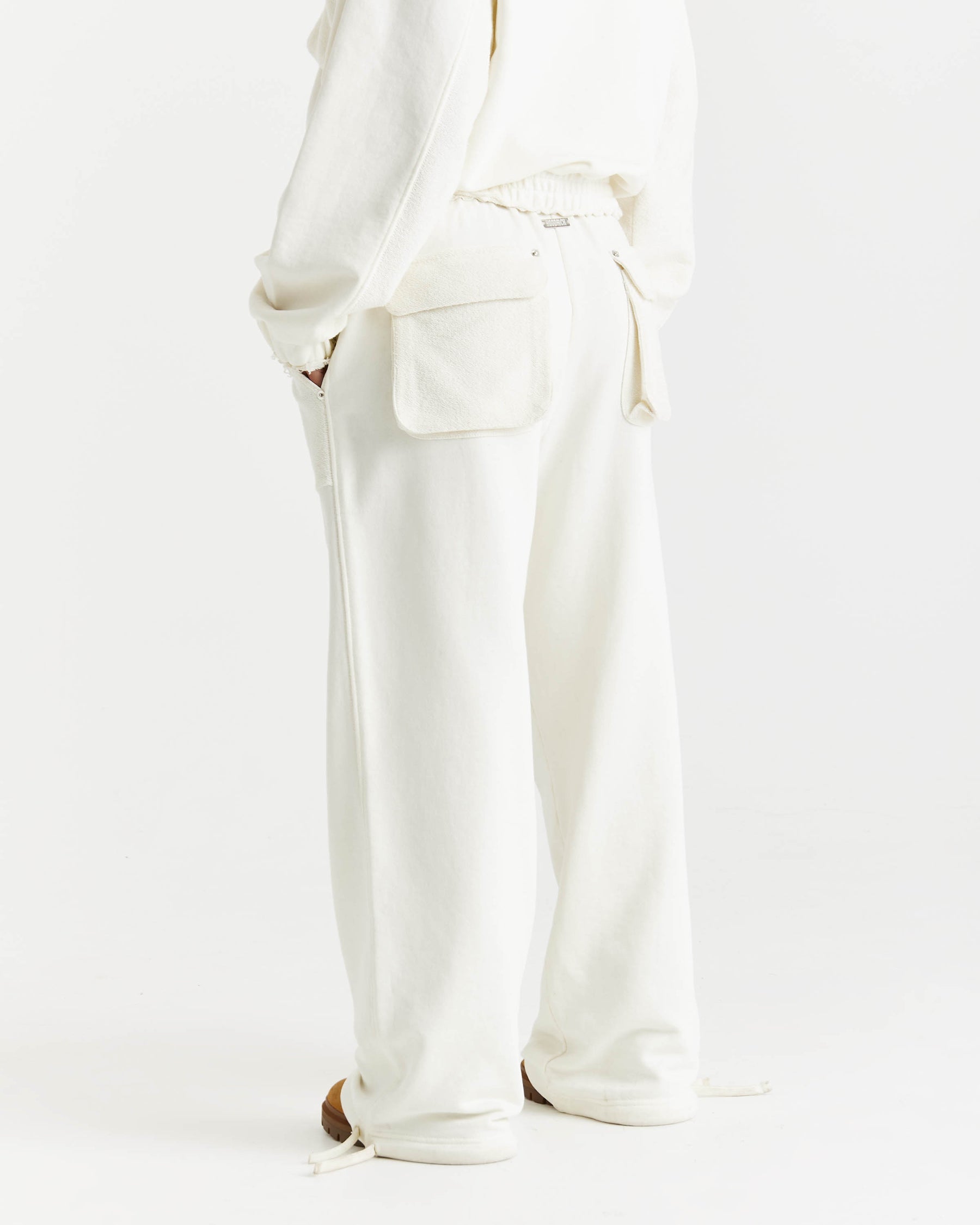 Corrode Oversized Wide Leg Joggers - Cream