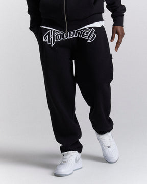 Galaxy Oversized Open Hem Jogger - Black/White