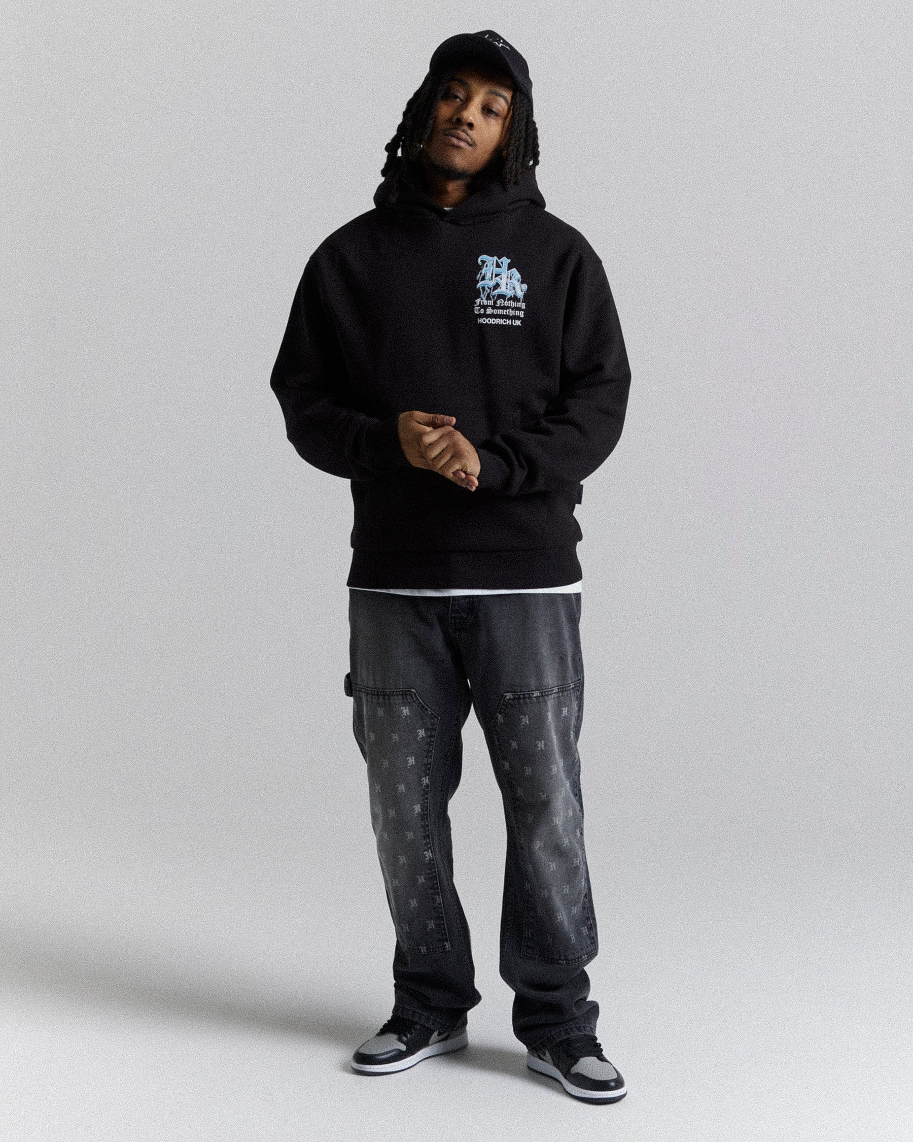 Tornado Oversized Hoodie  - Black/White/Blue