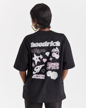 Jewel Oversized T-Shirt - Black/Pink