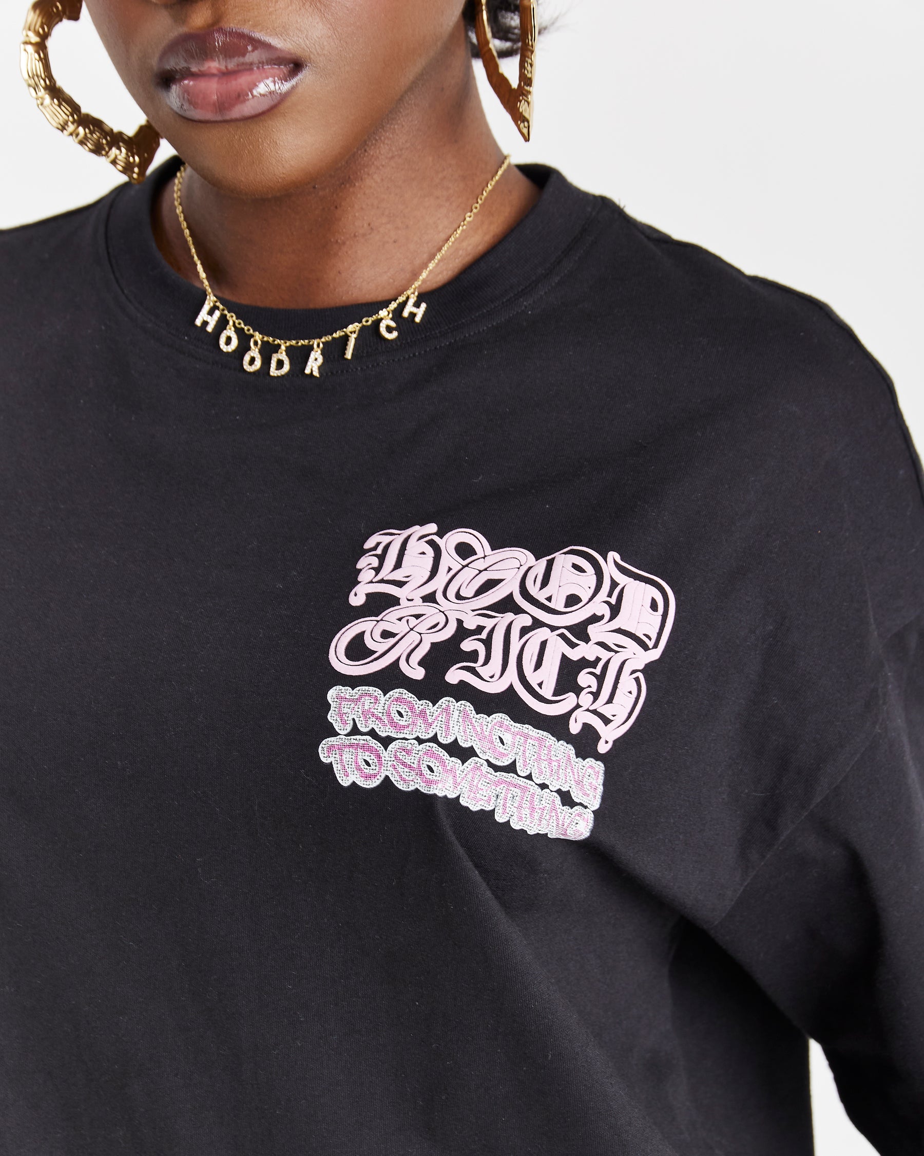 Jewel Oversized T-Shirt - Black/Pink