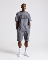 Iron Oversized Shorts - Grey/Rhinestones