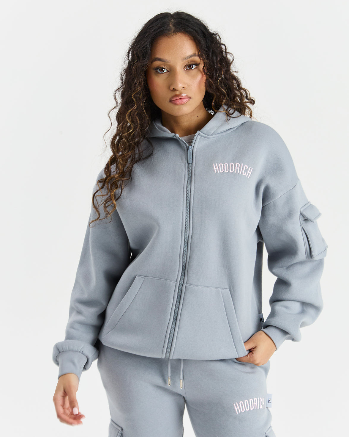 Luna Full Zip Hoodie - Grey/Pink