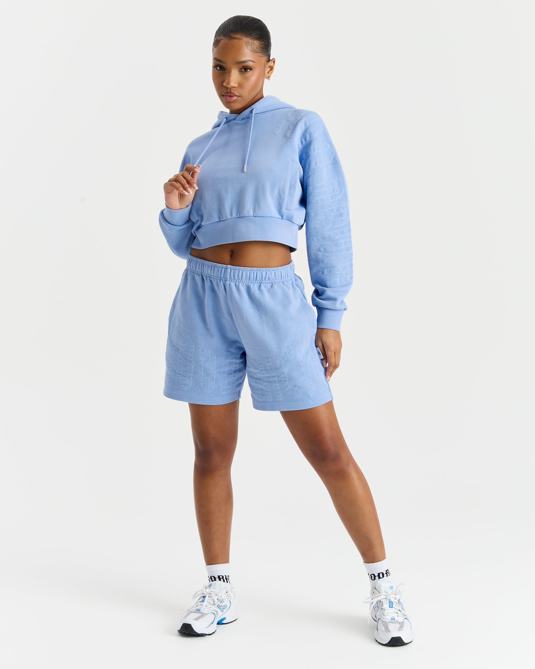 Erode Cropped Hoodie - Blue Wash