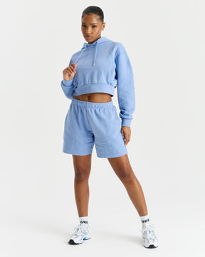 Erode Cropped Hoodie - Blue Wash