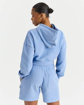 Erode Cropped Hoodie - Blue Wash