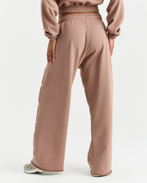 Detach Cropped Open Hem Joggers - Brown