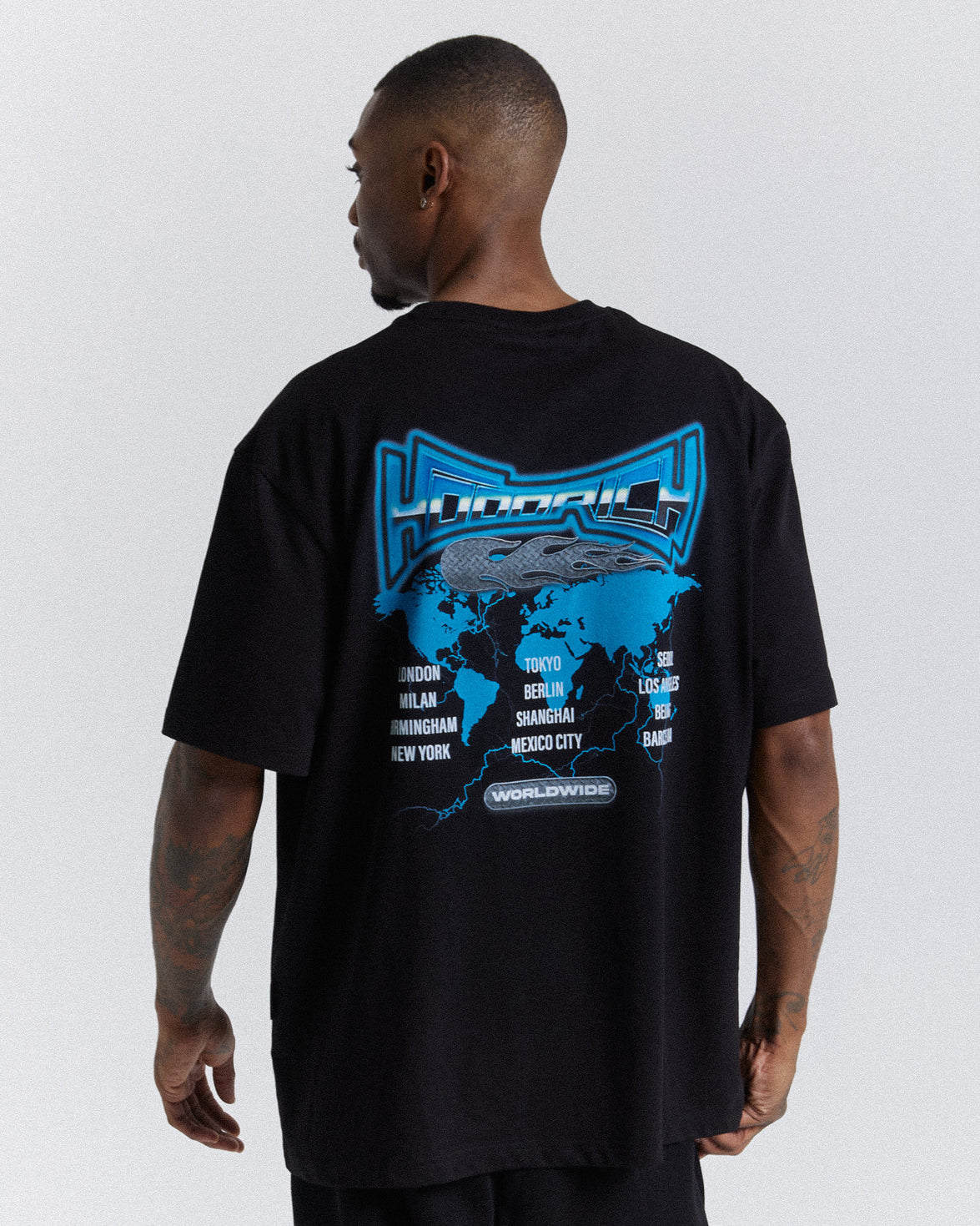 Worldwide Oversized T-Shirt  - Black/White/Blue