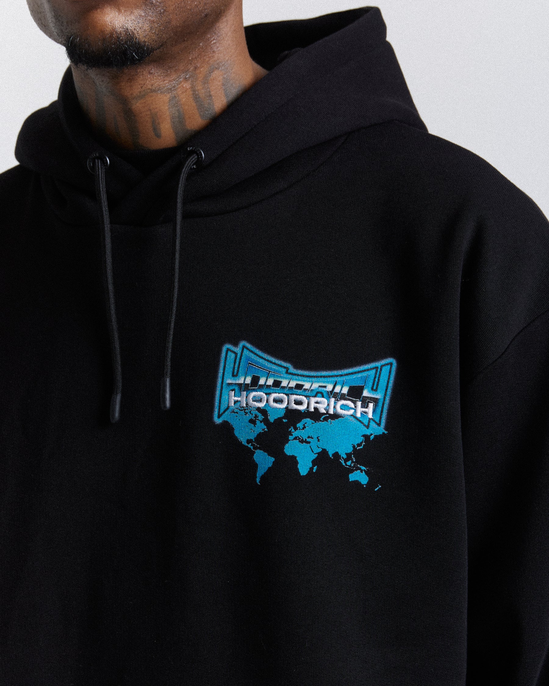 Worldwide Oversized Hoodie - Black/White/Blue