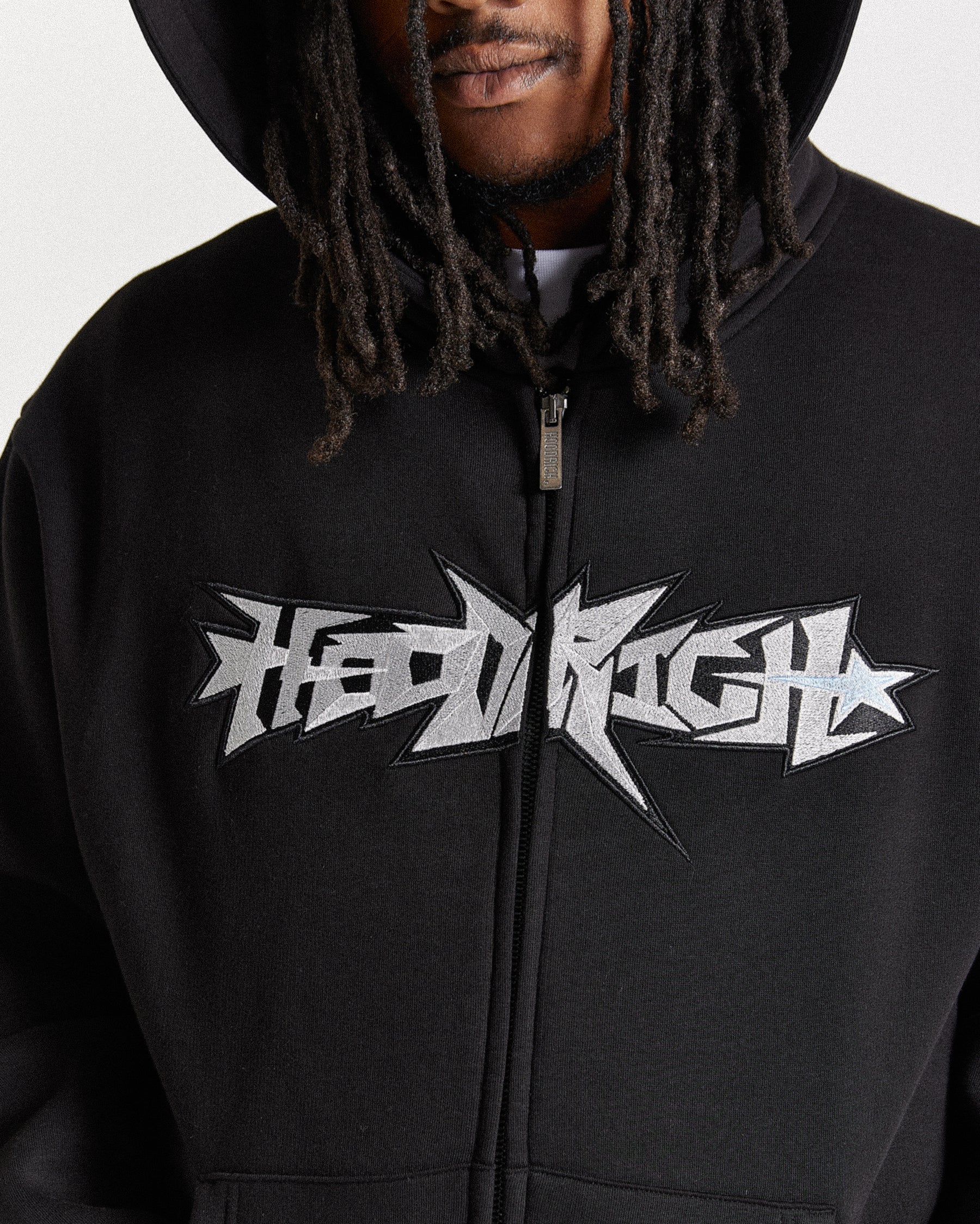 Triluxe Oversized Zip Through Hoodie - Black/White