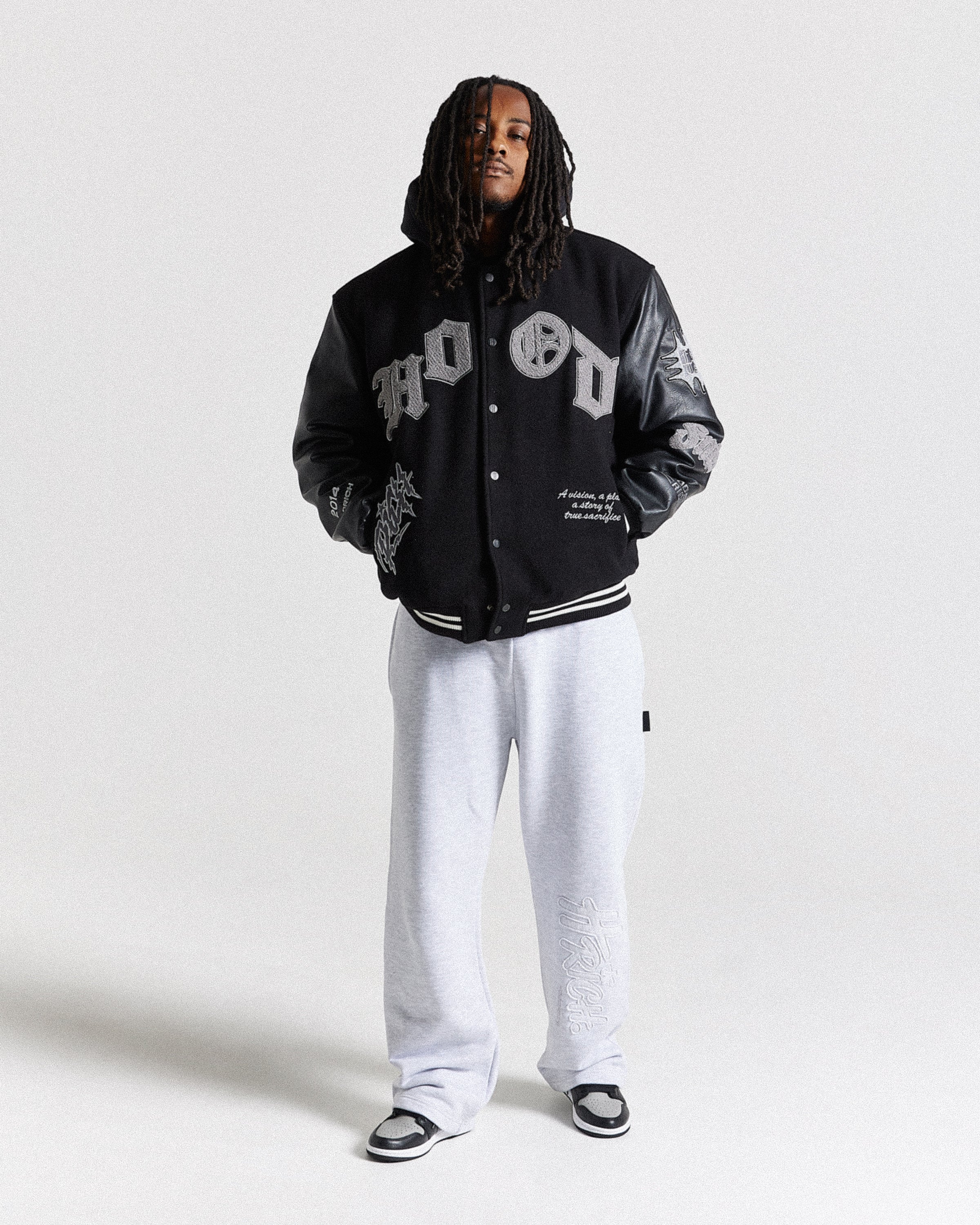 Vertigo Varsity Jacket - Black/Grey