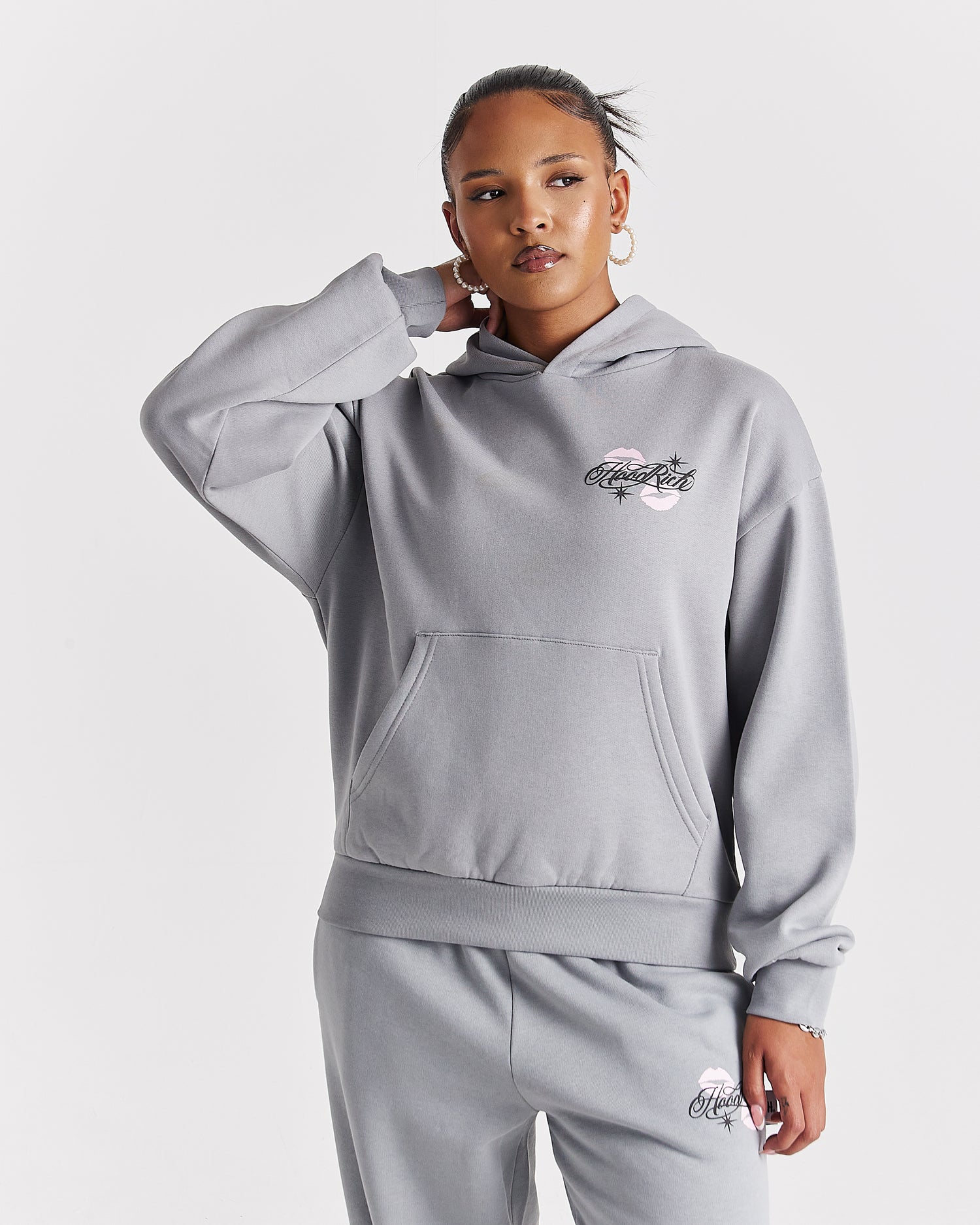 Vision Mid Length Hoodie - Grey/Pink/Black