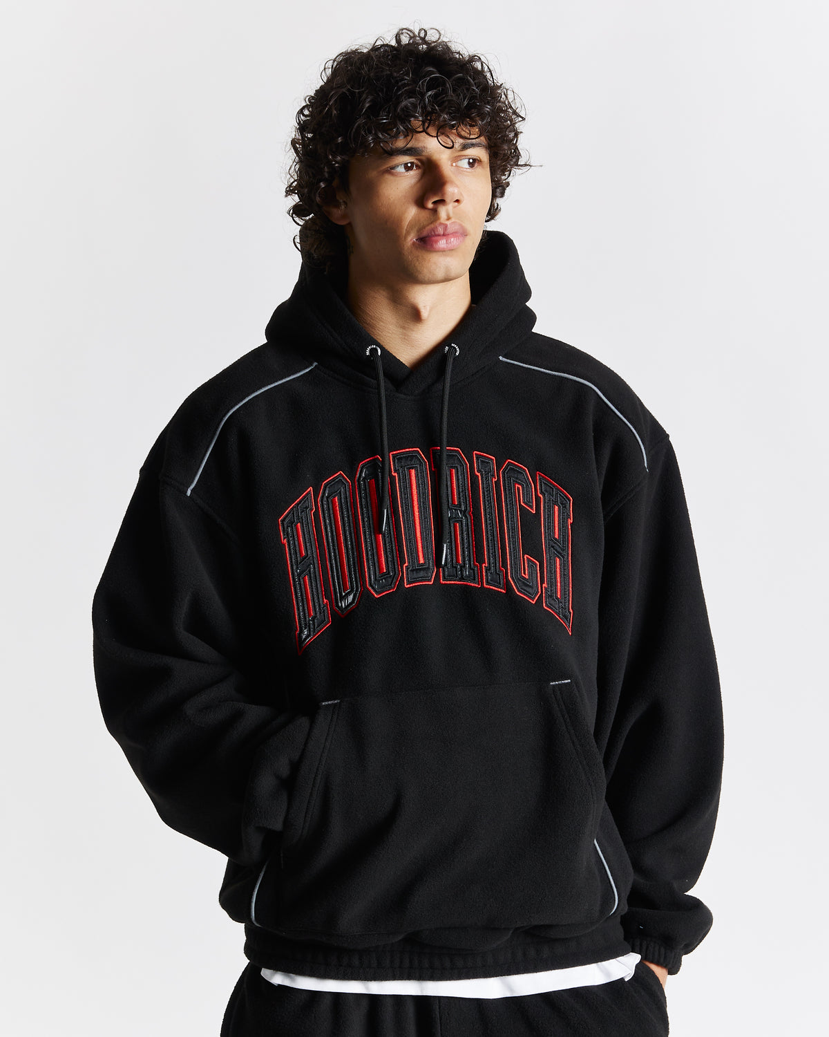 Split Oversized Hoodie - Black/White/Red