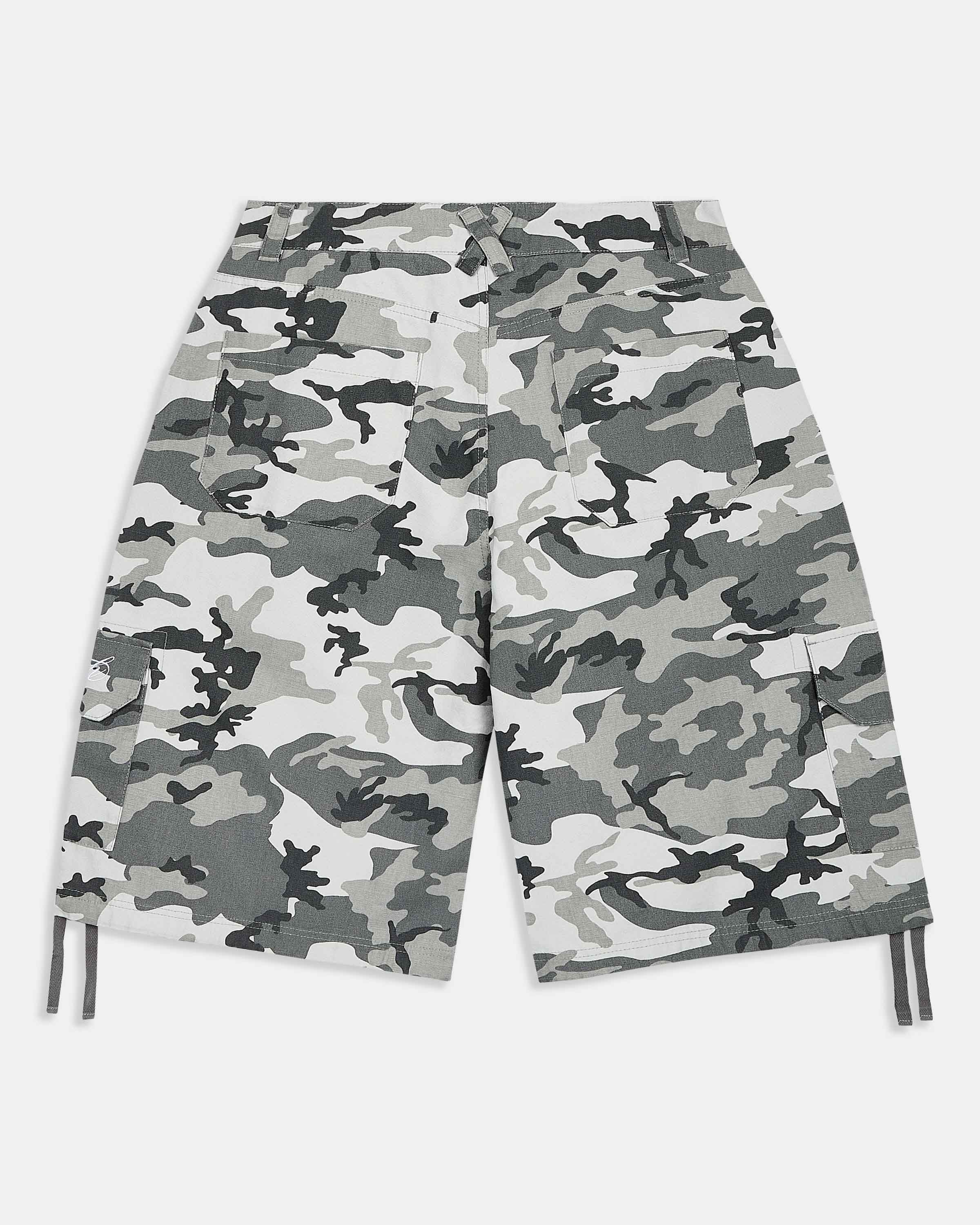 Field Oversized Cargo Woven Jort - Grey Camo