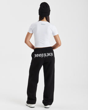 Dusk Wide Leg Joggers - Black/White