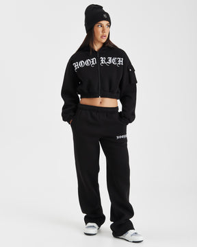 Dusk Wide Leg Joggers - Black/White