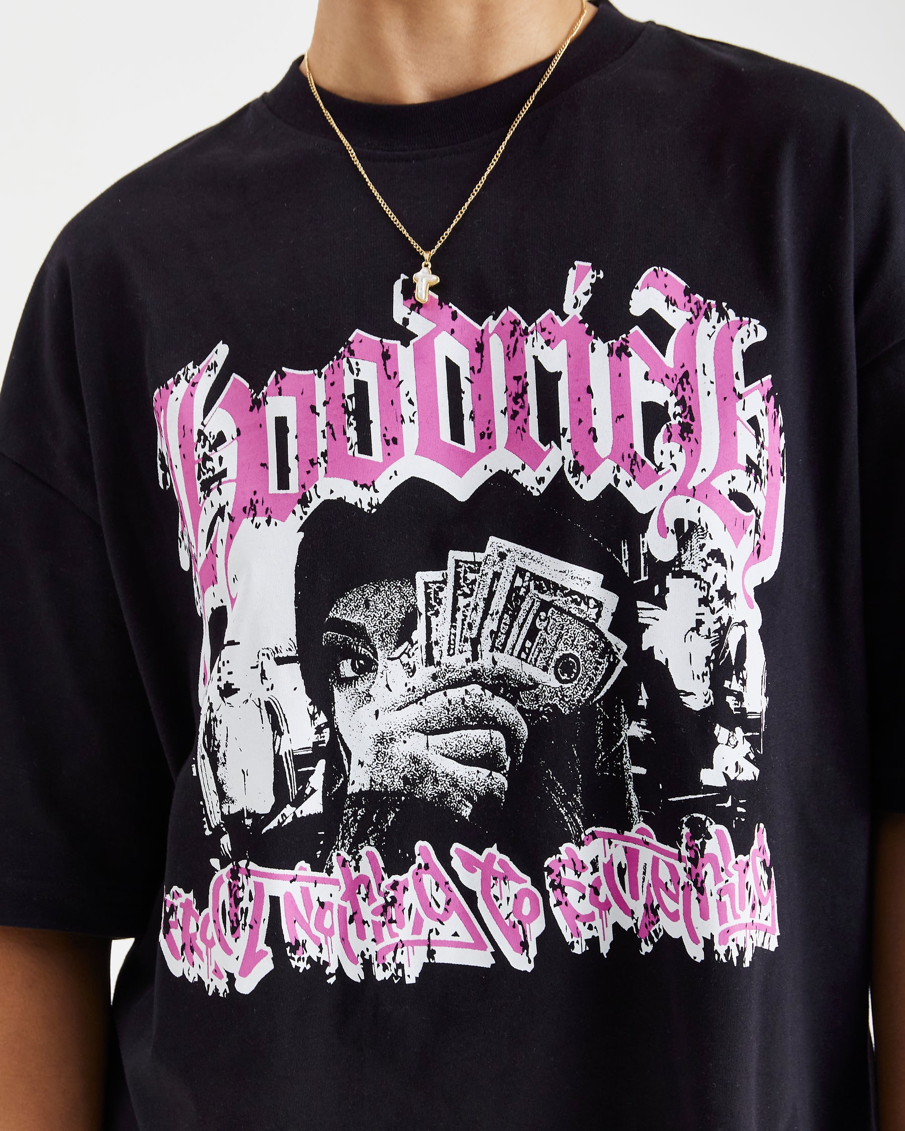 Sketch Money T-Shirt - Black/White/Pink