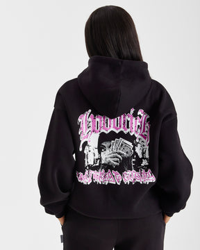 Sketch Money Oversized Hoodie - Black/White/Pink