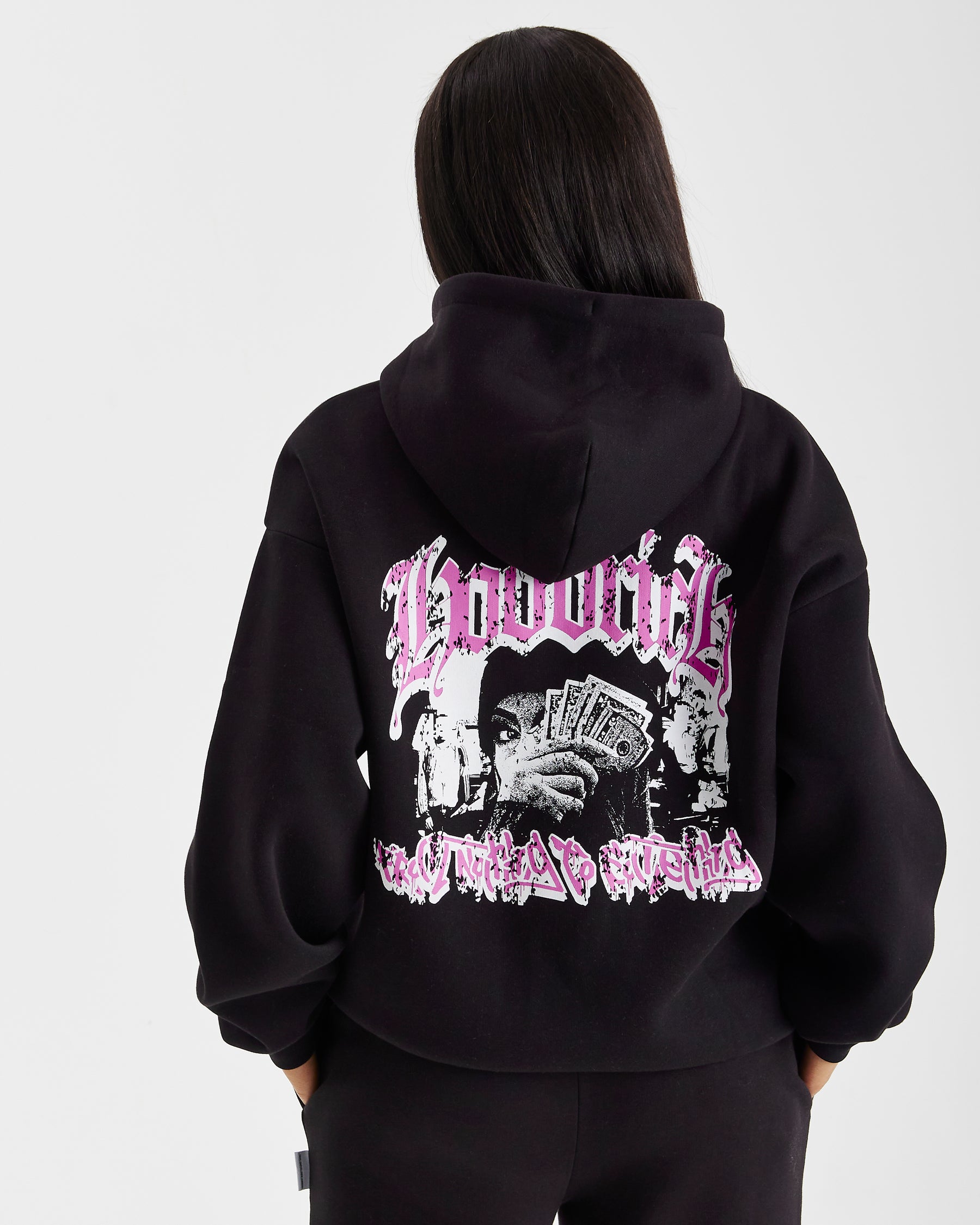 Sketch Money Hoodie - Black/White/Pink