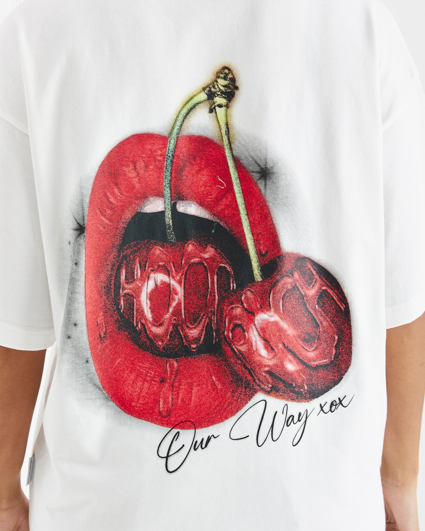 Cherries Oversized T-Shirt - White/Black/Red