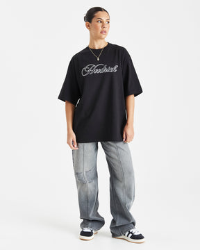 Cherries Oversized T-Shirt - Black/White/Red