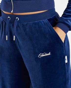 Figure Velour Joggers - Navy/Silver/Rhinestone