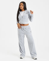 Figure Velour Joggers - Grey/Silver/Rhinestone