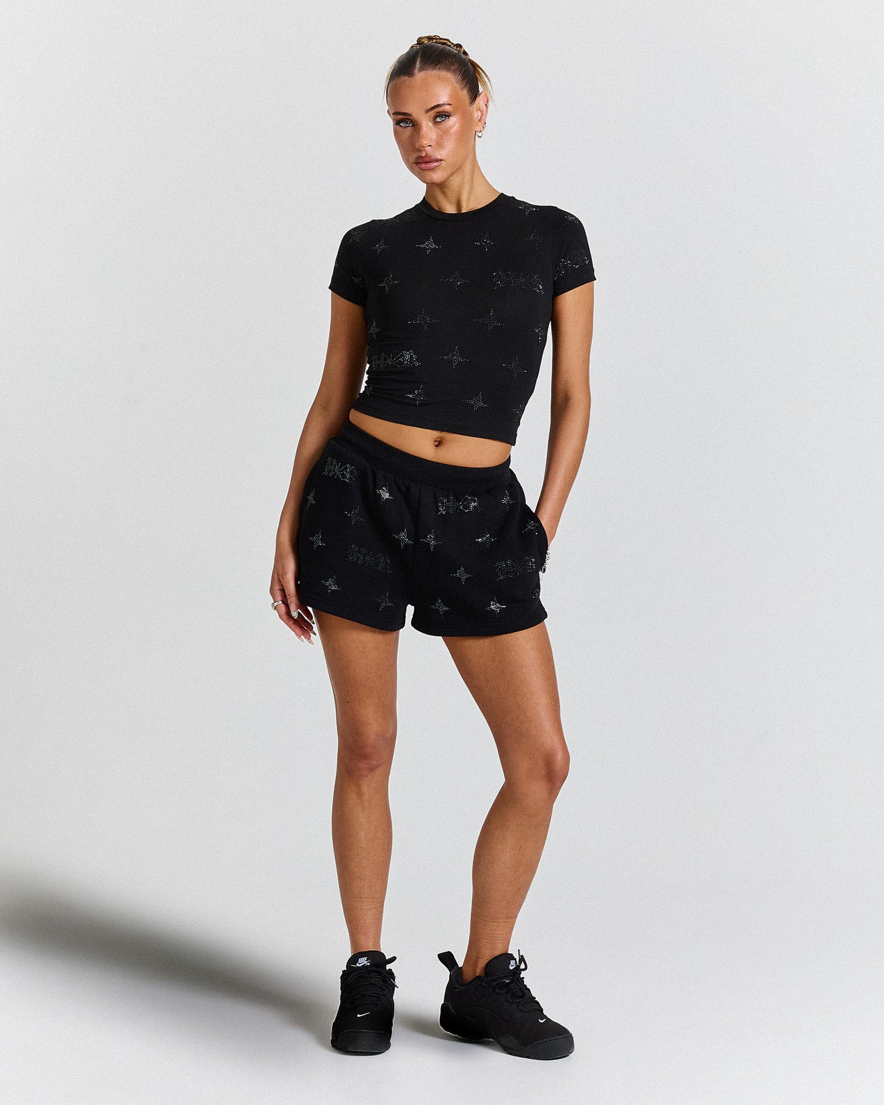 Razor V2 Shorts - Black/Rhinestone