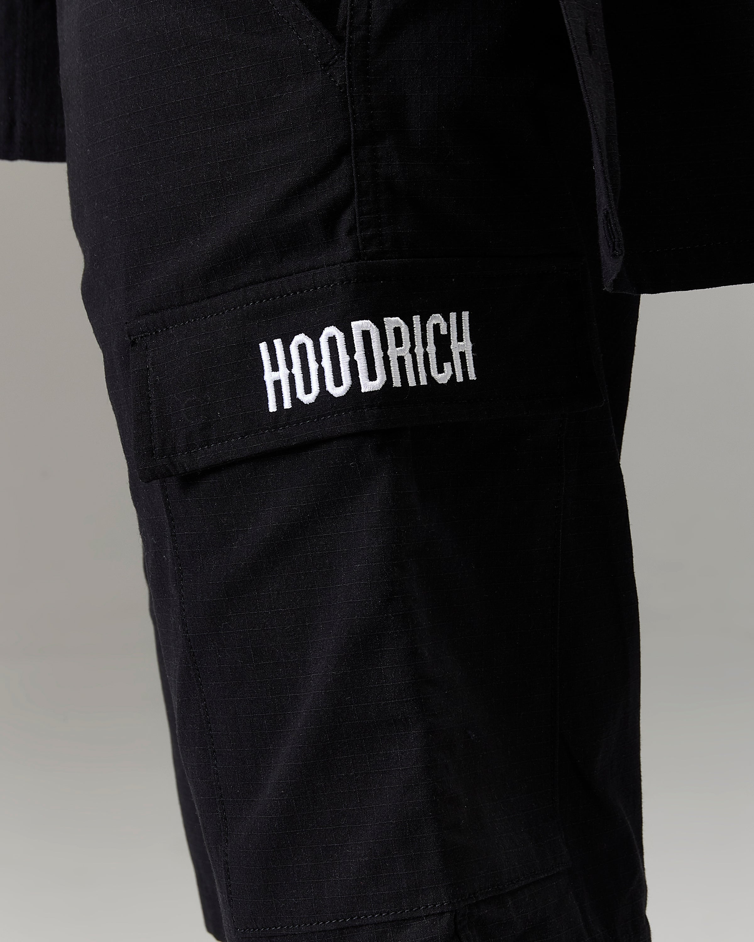 The Winner's Circle Ripstop Cargo Shorts - Black/White