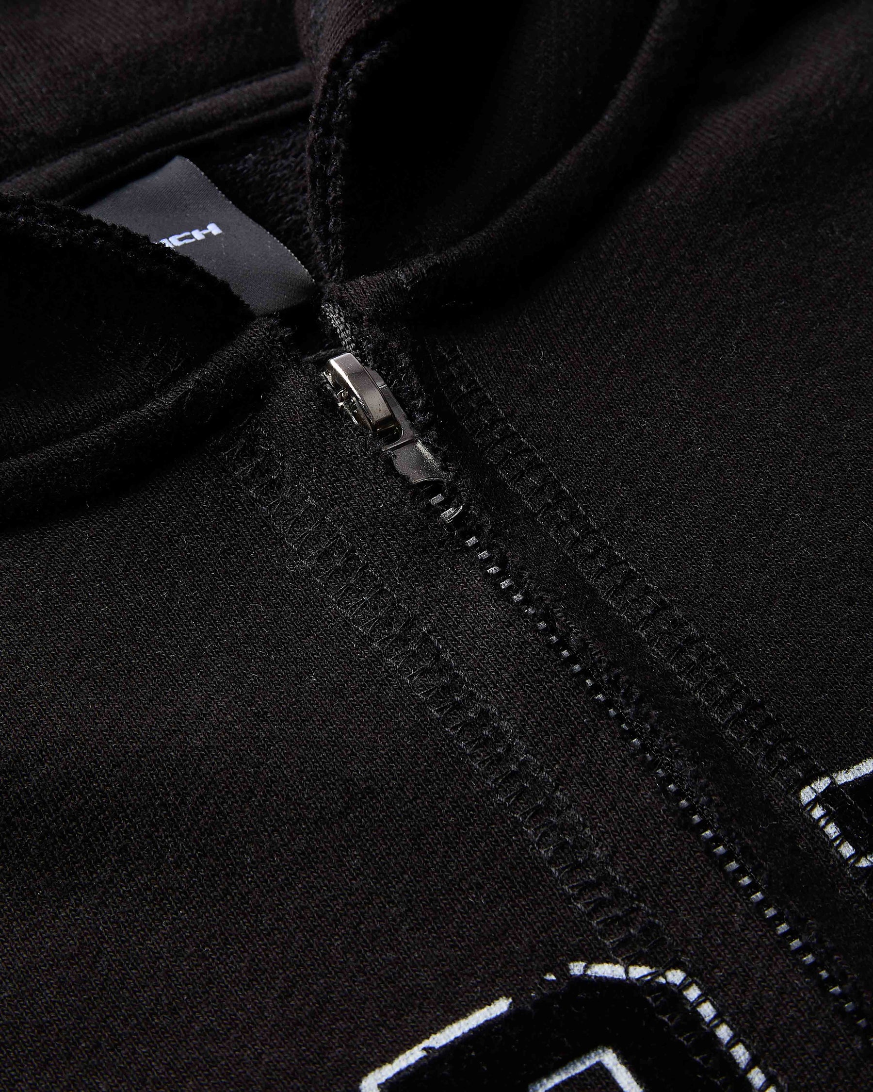 Fray Zip Relaxed Fit Hoodie - Black