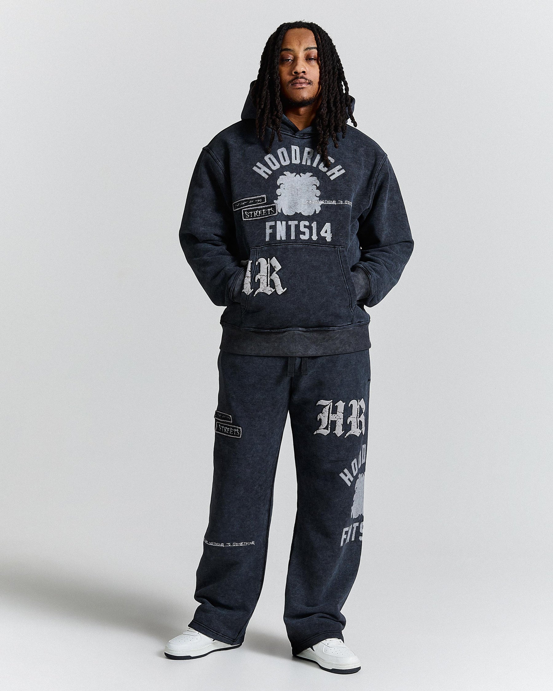 Cipher Oversized Open Hem Joggers - Black Wash