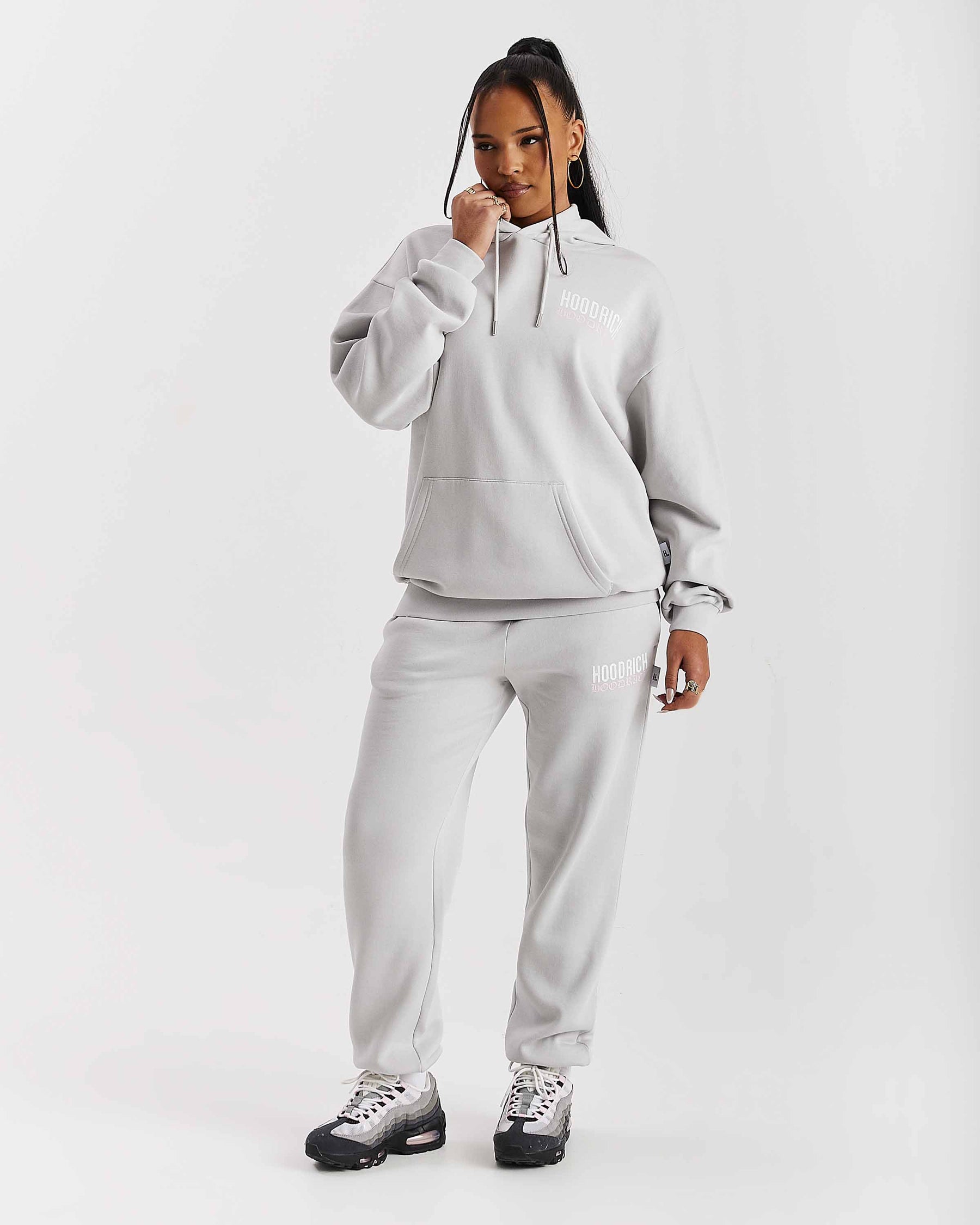 Flex Oversized Hoodie - Grey/White/Pink