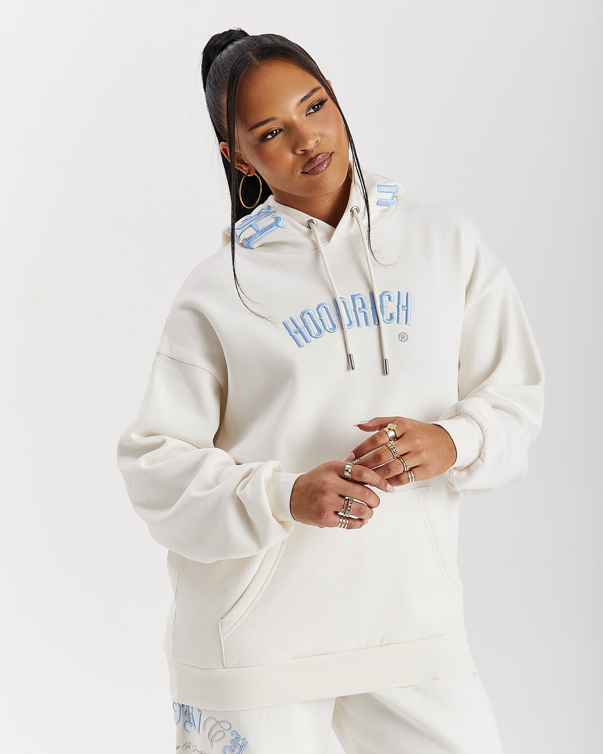 Calor Oversized Hoodie - Off White/Blue