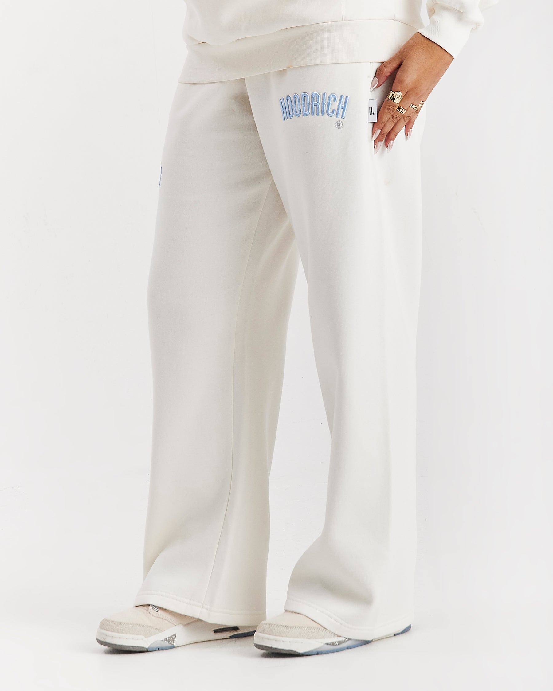 Calor Oversized Wide Leg Joggers - Off White/Blue