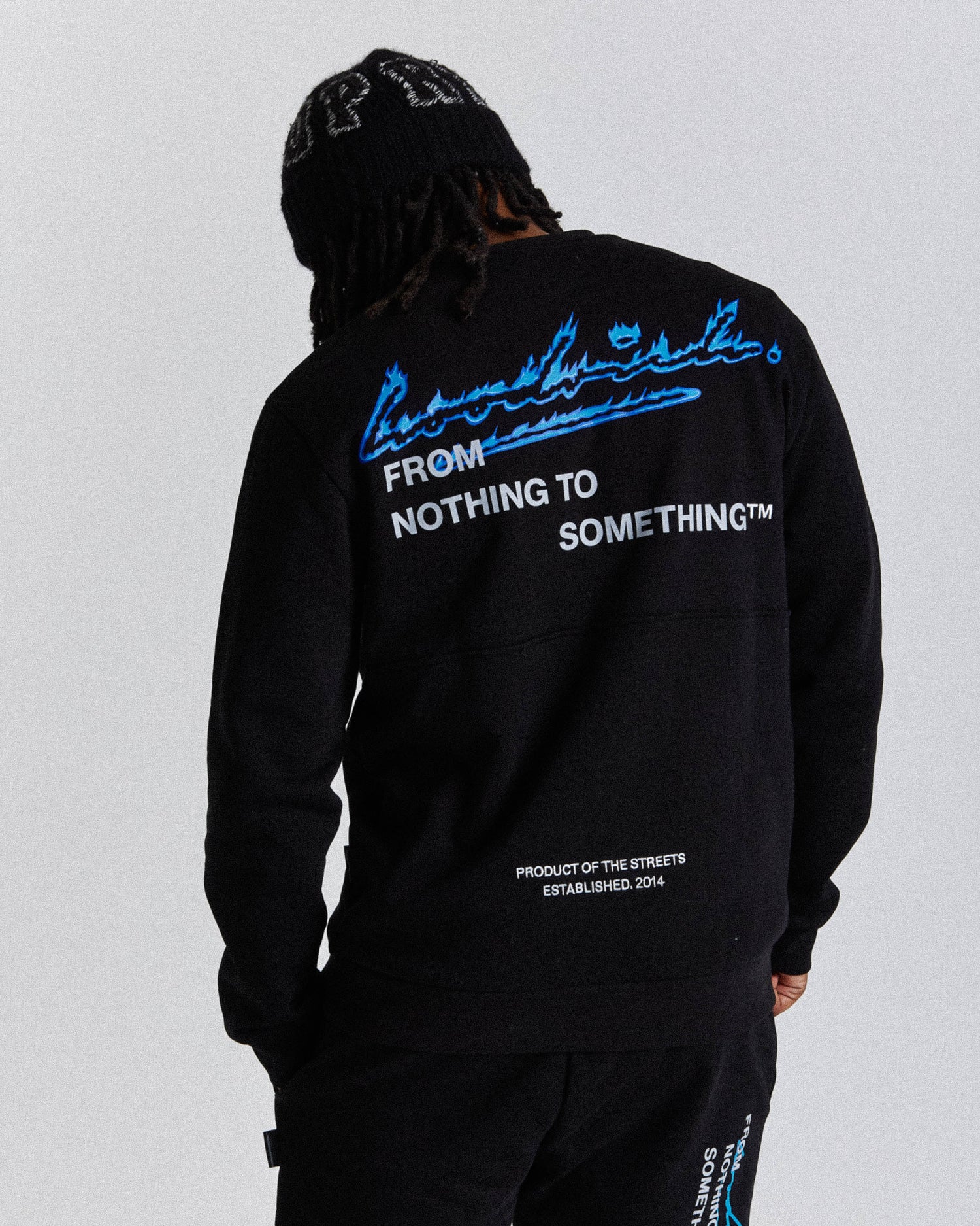 Flames Sweatshirt - Black/White/Blues