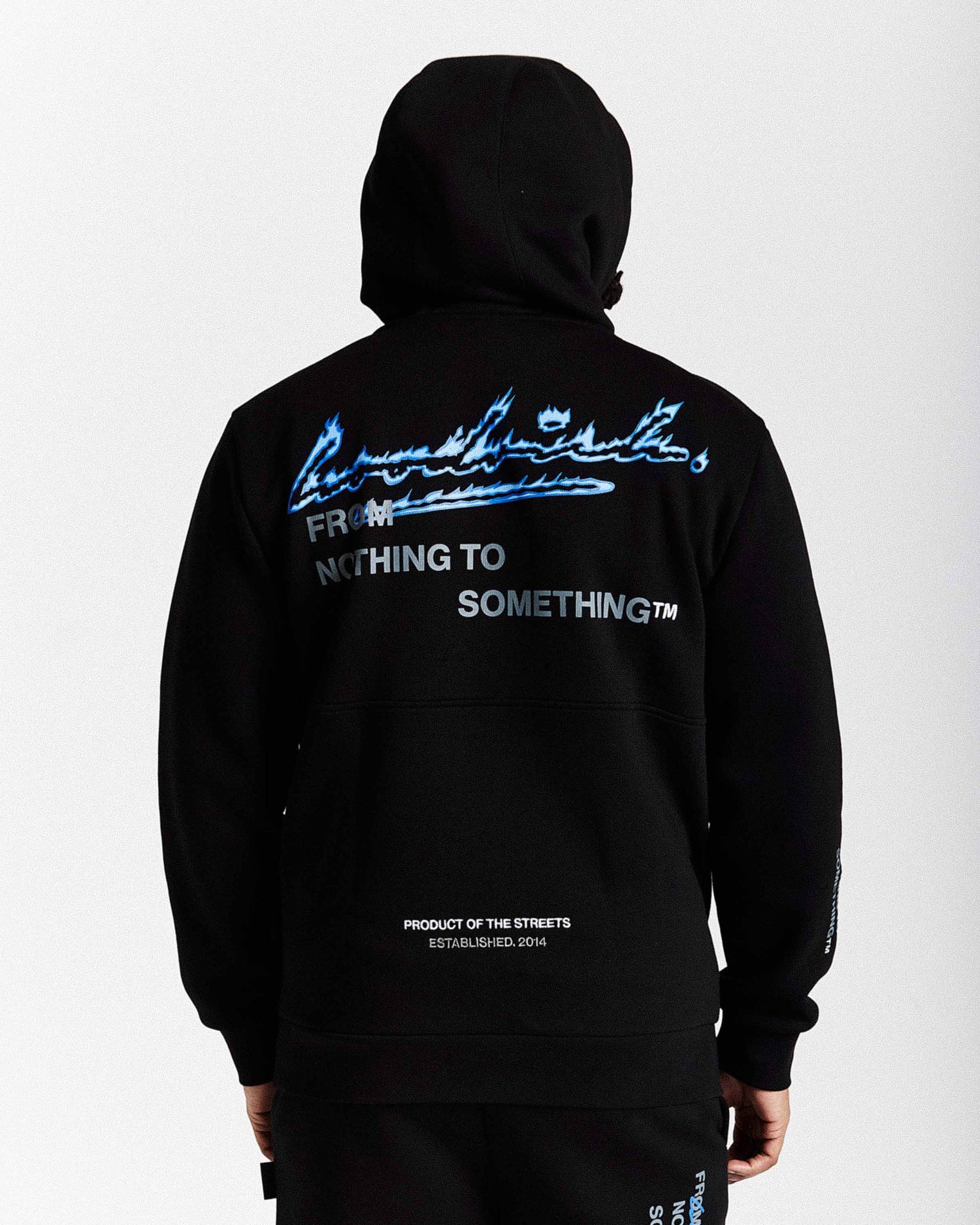 Flames Hoodie - Black/White/Blue