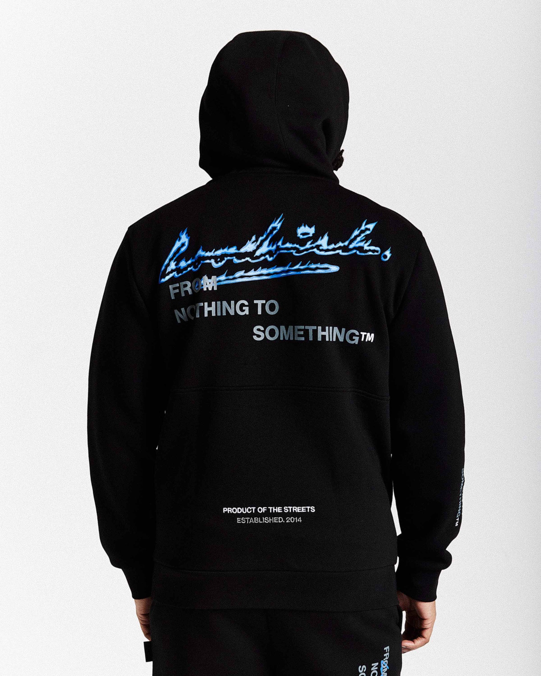 Flames Hoodie - Black/White/Blue