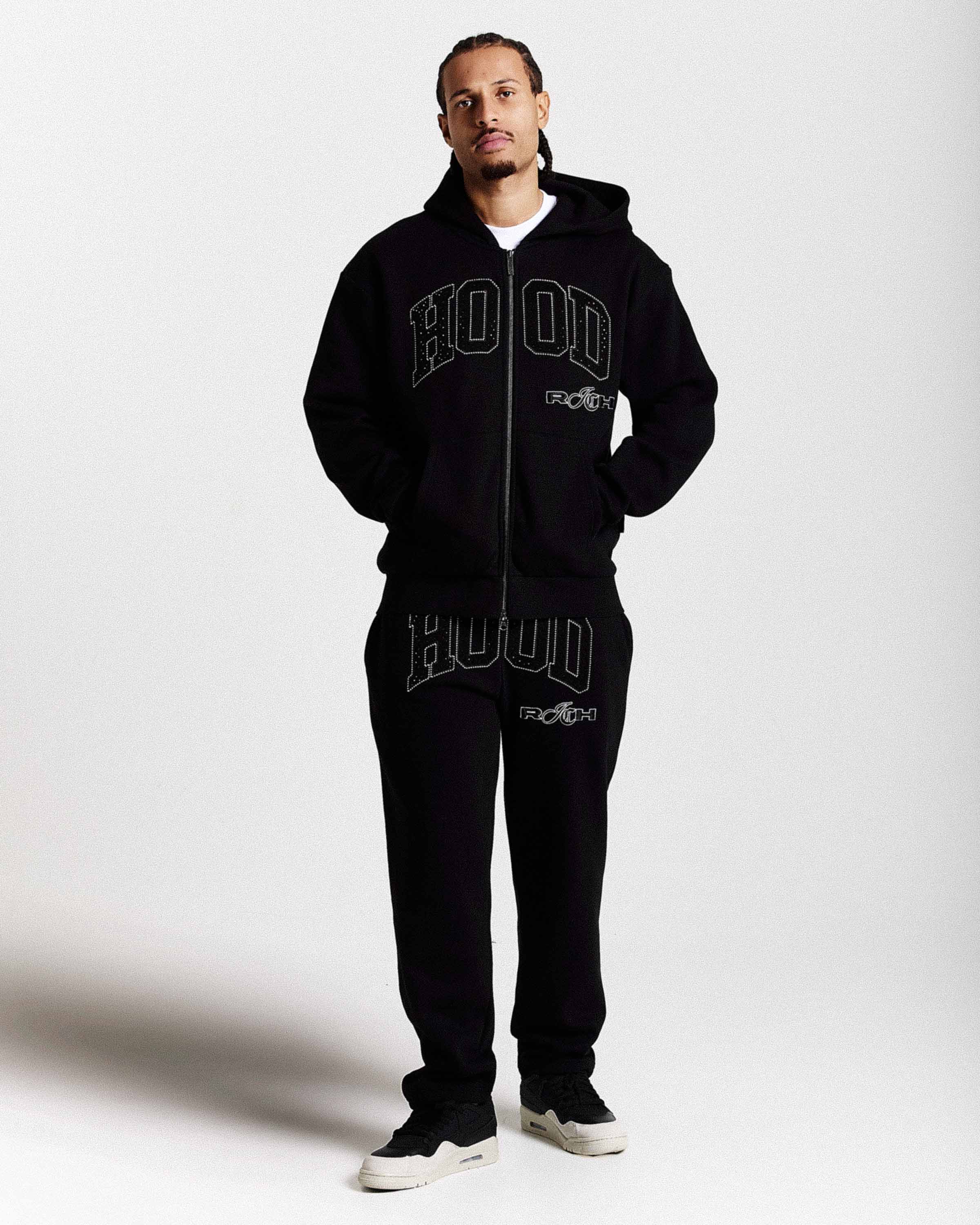 Captain Oversized Wide Leg Joggers - Black/White