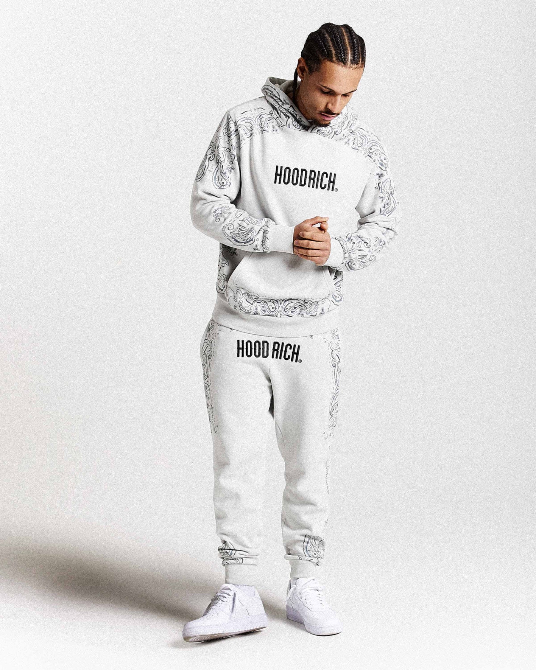 Motif Hoodie - Light Grey/Black