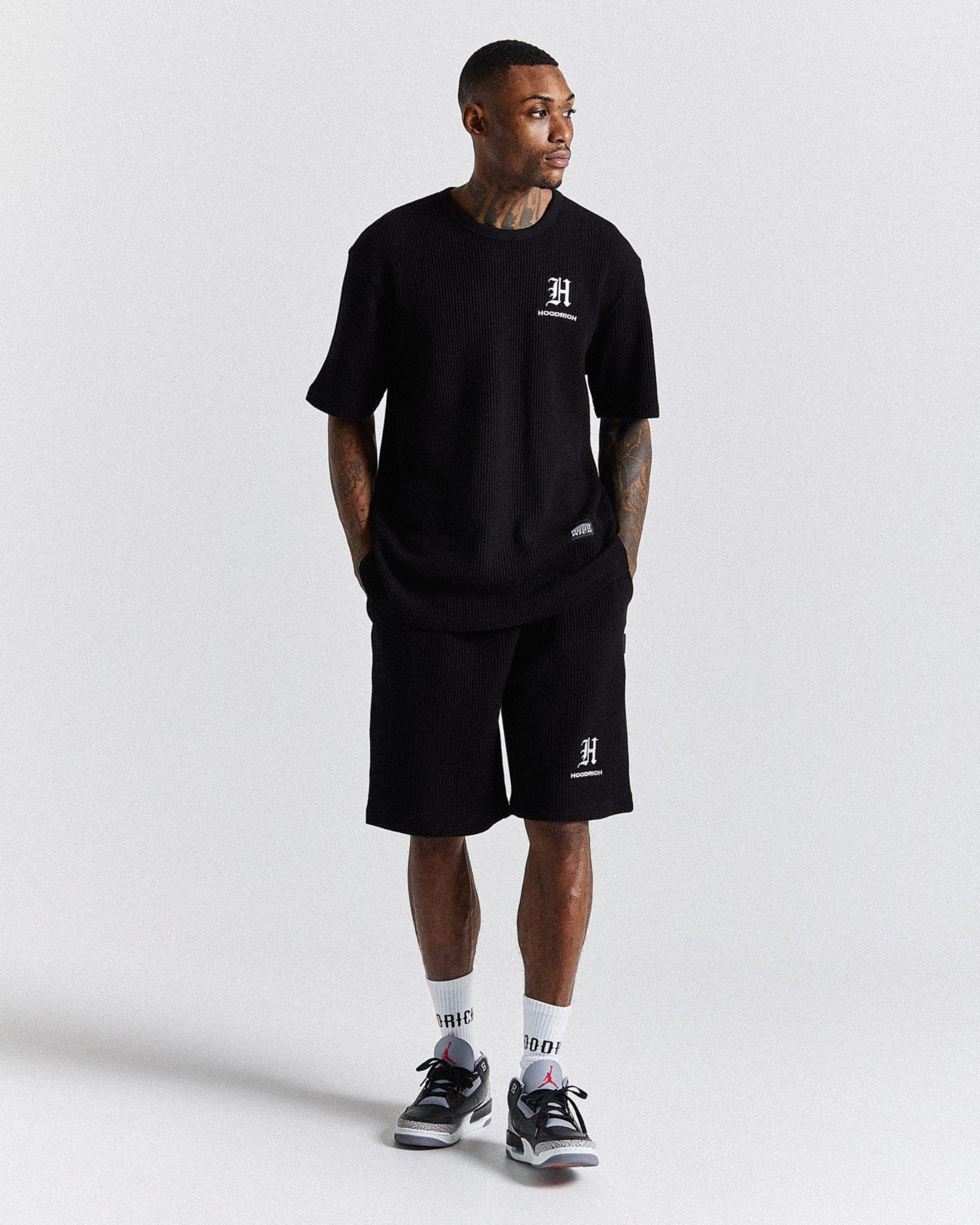 Chroma Waffle Oversized Shorts - Black/White