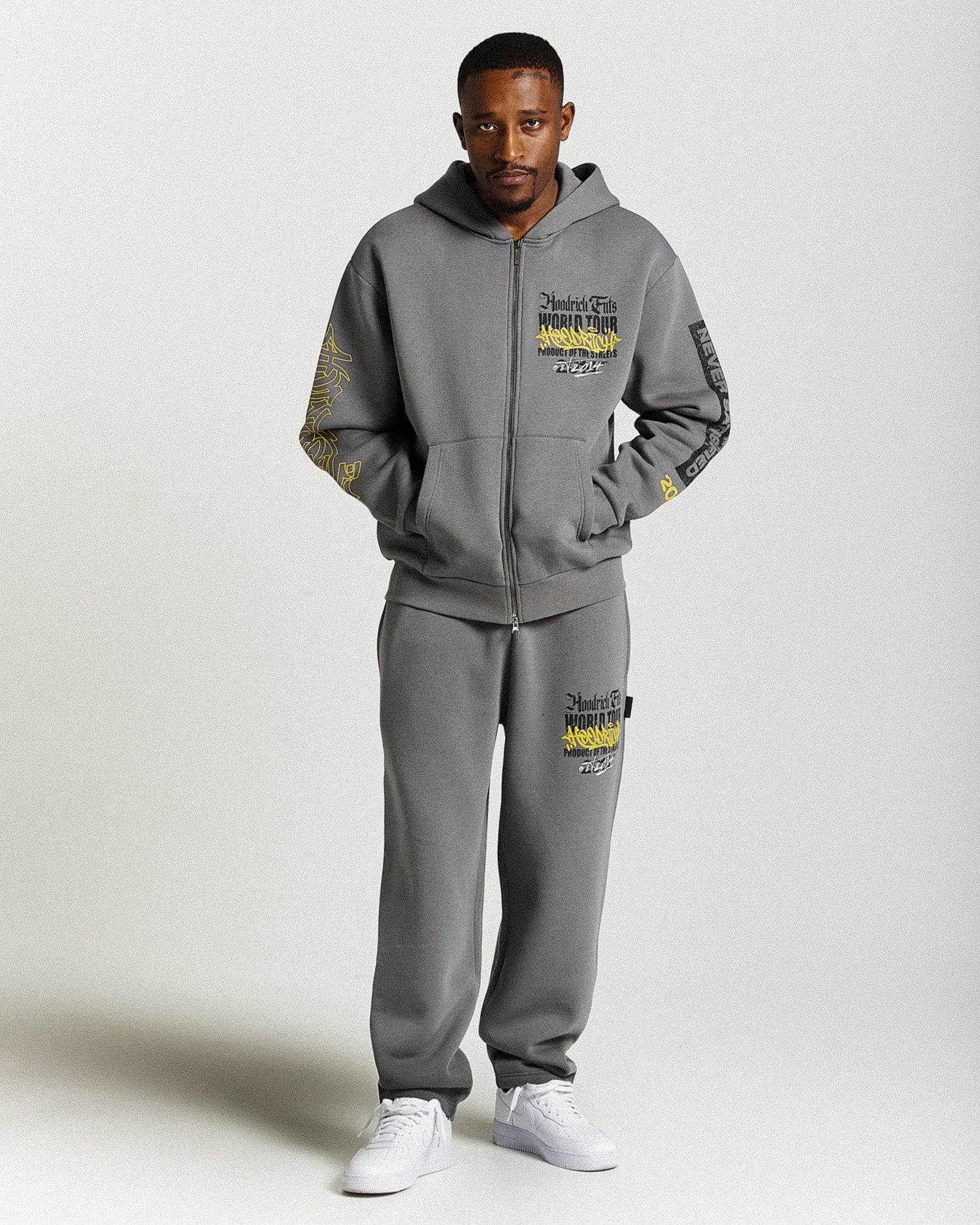 Stamp Tour Oversized Joggers - Grey/Black/Yellow