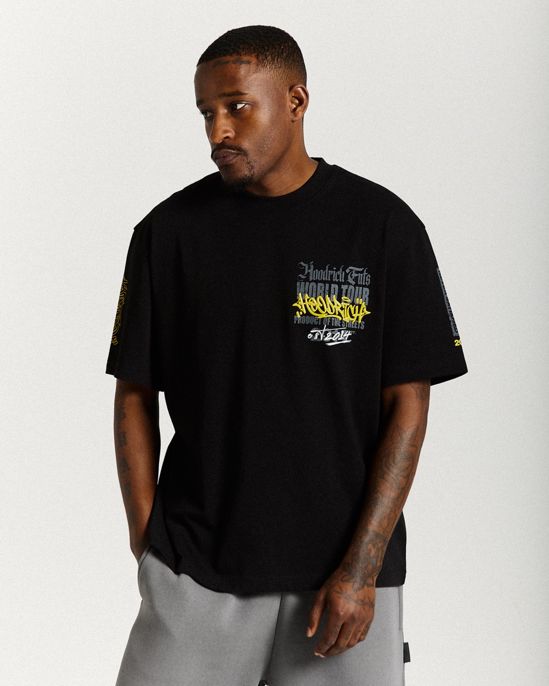Stamp Tour Oversized T-Shirt - Black/Grey/Yellow