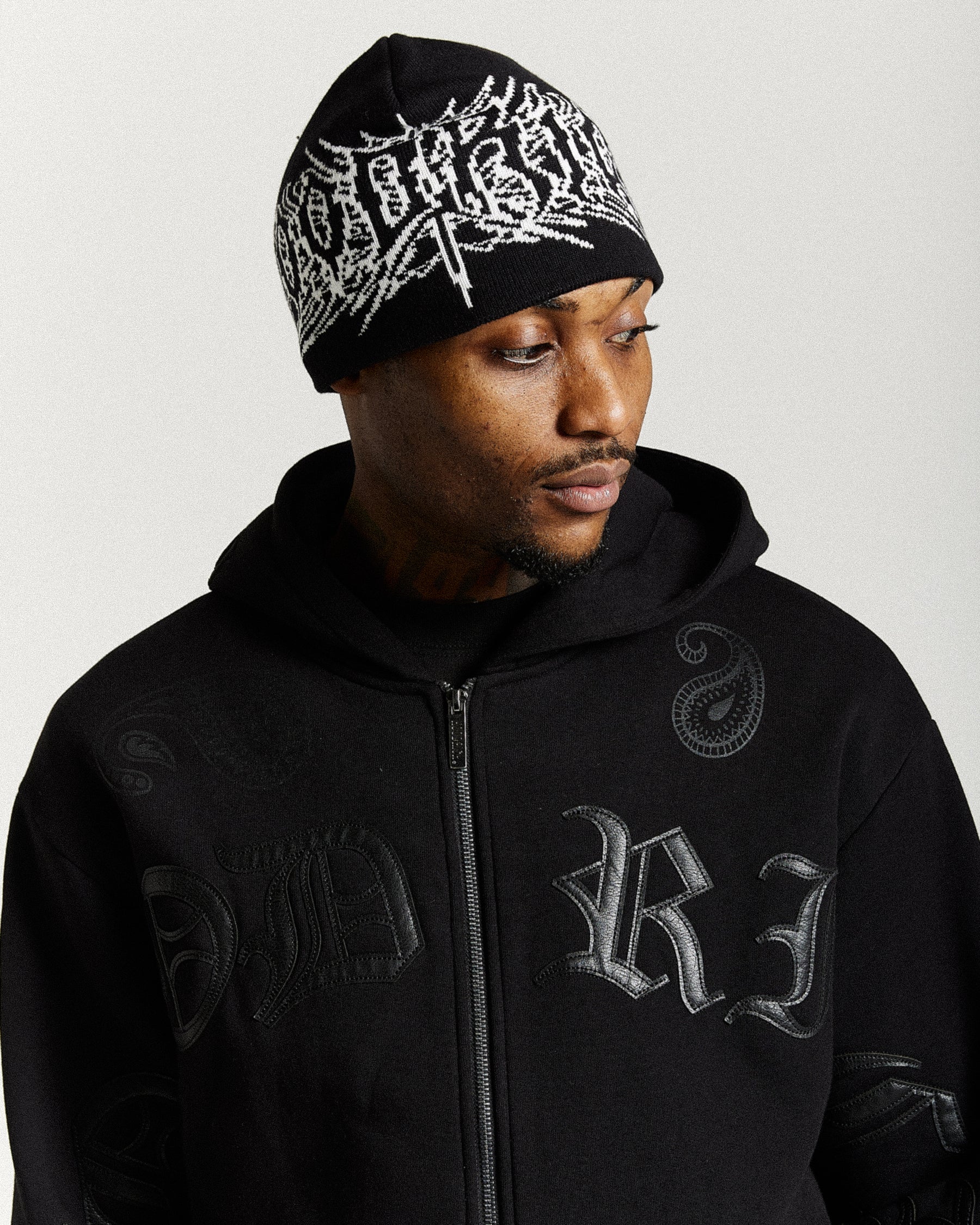 Spectral Fitted Knit Beanie - Black/White