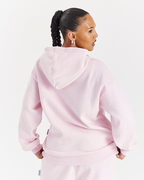 Lustre Oversized Zip Hoodie - Pink/Rhinestone