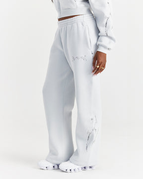 Spark Wide Leg Joggers - Off White/Silver