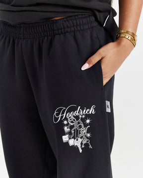 Lyra Oversized Joggers - Black/Rhinestone/Pink